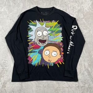 Rick and Morty Black‎ Long Sleeve Graphic T Shirt Adult Swim Mens Size M